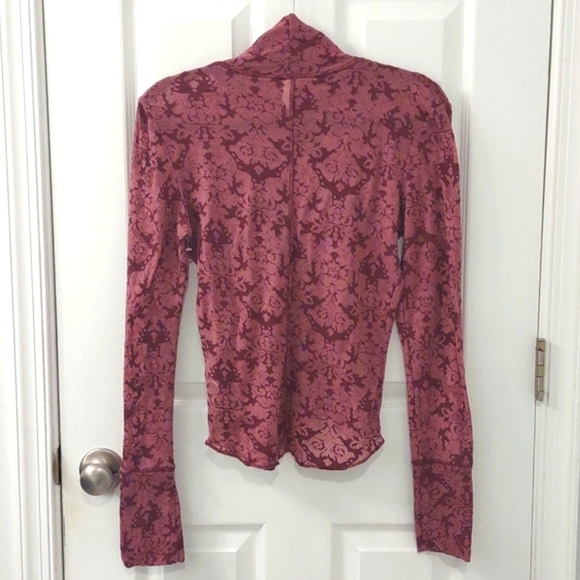 Free People You & I Semi Sheer Mockneck Top in Acai Purple Size Small - Picture 8 of 12
